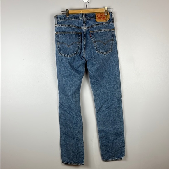 Levi's Classic 501 Button Fly Blue Straight Jeans Classic Fit - Picture 13 of 13